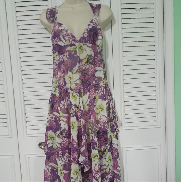 COPY - Victoria Secret Swim Floral Asymmetrical Coverup Dress flutter straps sz… - Picture 6 of 16